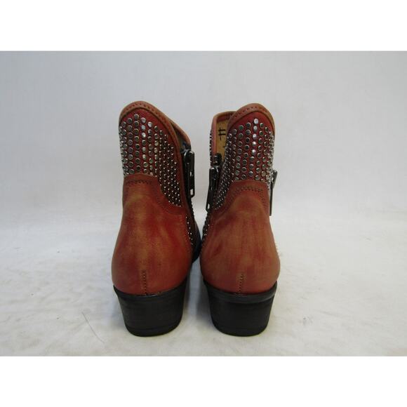 Circle G Womens Size 8 M Orange Rust Leather Zip Ankle Fashion Boots Bootie - Picture 6 of 11